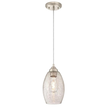 Westinghouse Pendant 60W Mini, Brushed Nickel Clear Crackle Glass 6105700
